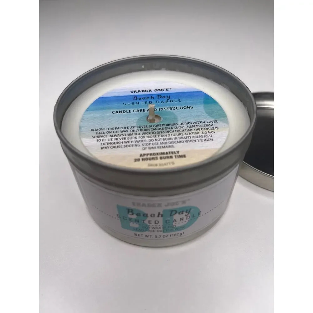Set of 3 Trader Joe’s Beach Day Summer Scented Candle — Soy Wax, 20 Hours, 5.7oz